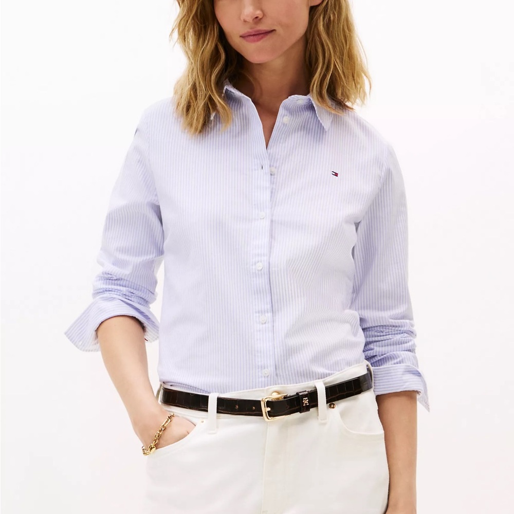 NWT Tommy Hilfiger Light Blue Pinstripe Shirt